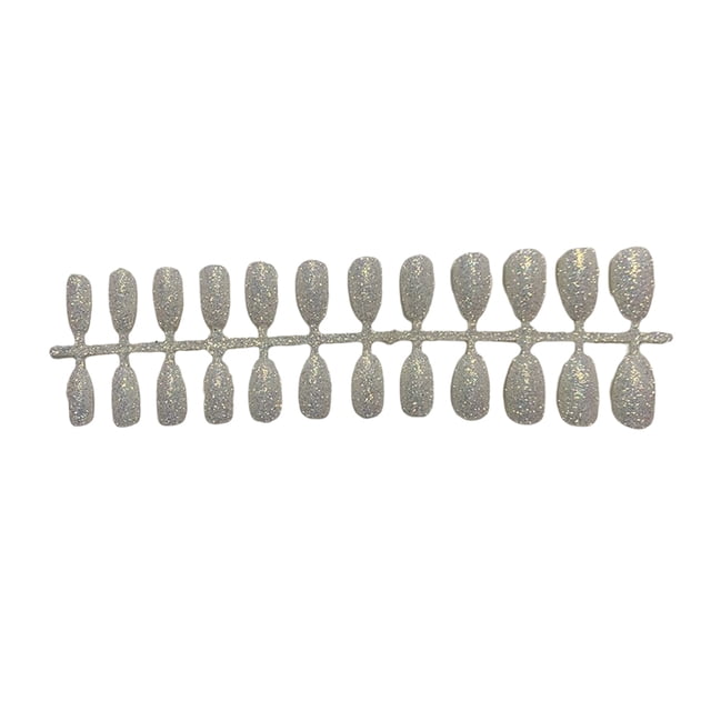 Vogacara Uñas postizas con purpurina para mujer, prensa de belleza, herramientas de manicura desmontables, producto DIY, parche de cobertura completa Arte de uñas Blanco Vogacara CE012362-03B