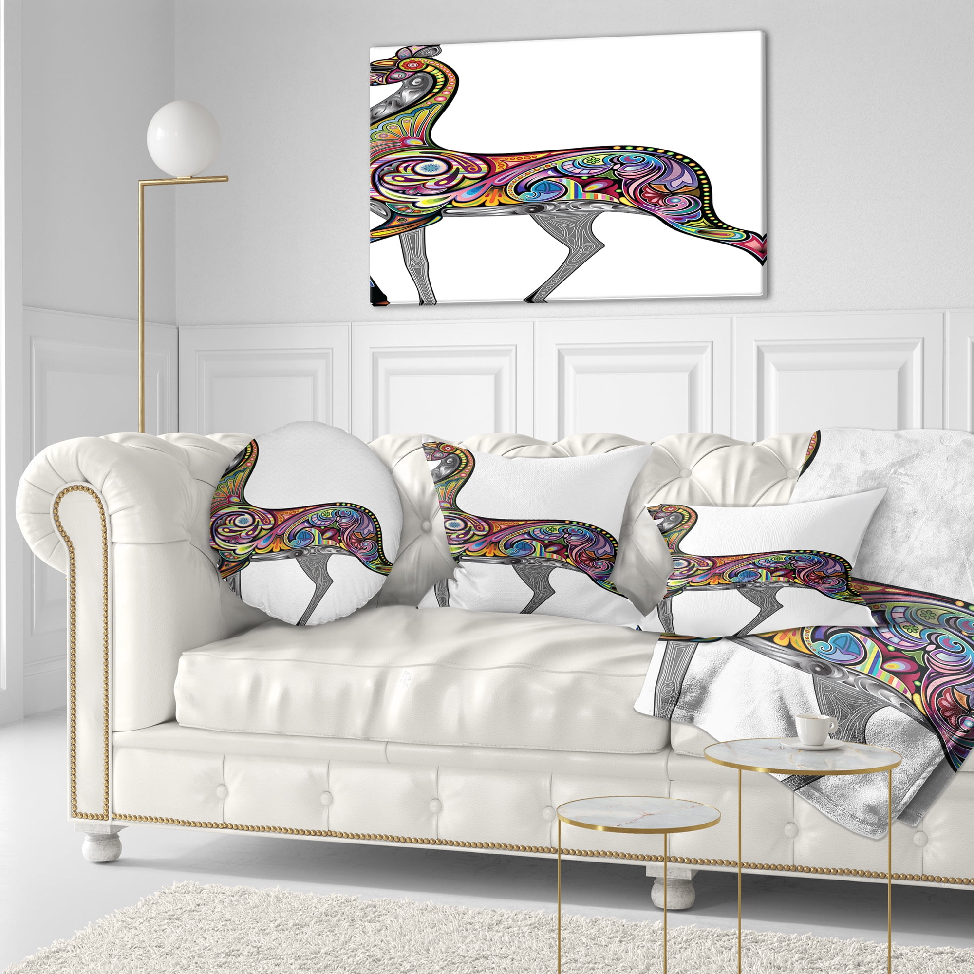 Designart Colorful Antelope - Animal Throw Pillow - 12x20