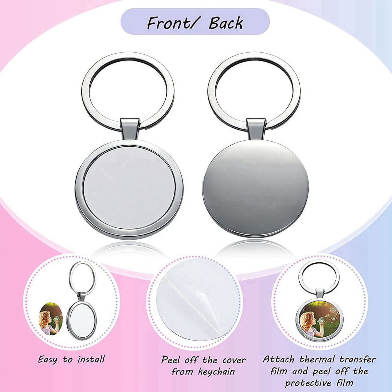 24 Pcs Sublimation Blank Keychain Round Heat Transfer Keychain Metal Board Key Rings Thick Sublimation Photo Keychain