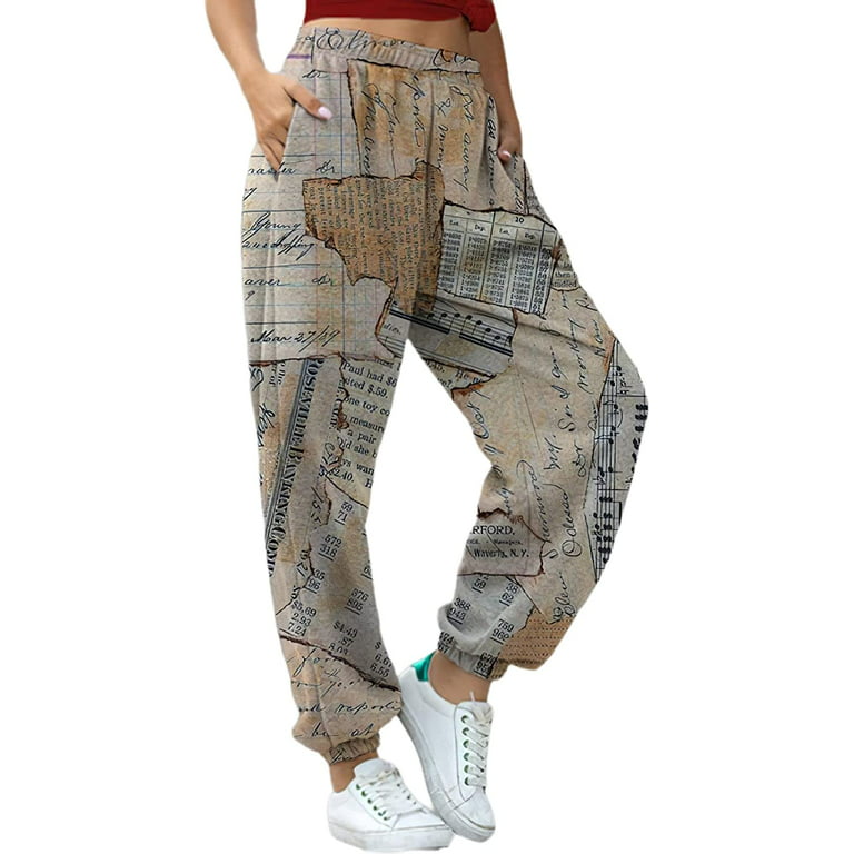 PIKADINGNIS Womens Distressed Baggy Pants Joggers Sweatpants for