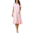 thumbnail image 1 of Noche de Victoria para Mujeres INSPIRE CHIC, Camisón de Princesa con Encaje y Volantes, Manga Corta, Ropa de Dormir de Algodón, Ropa de Casa, M Rosa, 1 of 6