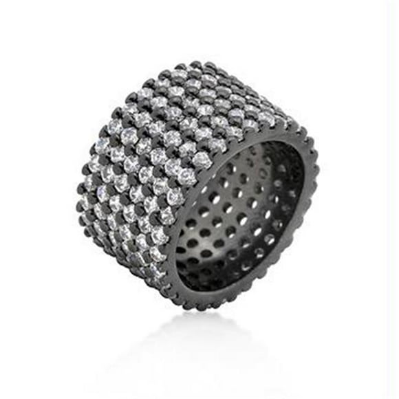 Hematite Wide Pave CZ Ring- <b>Size :</b> 10