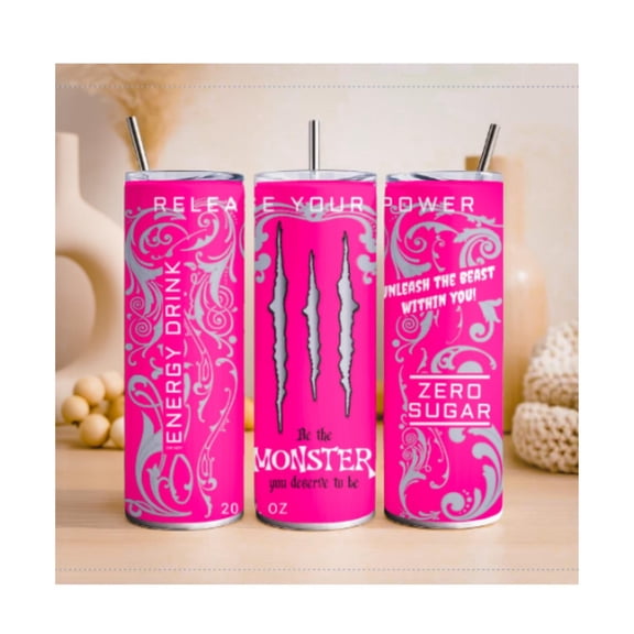[NO STRAW] Pink Monster 20oz steel tumbler