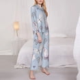 thumbnail image 3 of Fotbe Blue Butterfly Conjunto de Pijama de Manga Larga para Mujer con Estampado, Ropa de Dormir de 2 Piezas, Conjunto de Casa Suave y Cómodo con Bolsillos-Small, 3 of 7