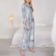 thumbnail image 3 of Balery Blue Butterfly Conjunto de Pijama con Estampado para Mujer, Conjunto de Dos Piezas con Manga Larga, Ropa de Dormir Suave con Bolsillos, Pijamas Cómodos-Large, 3 of 7