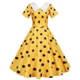 thumbnail image 1 of TIMIFIS Robe à Manches Courtes pour Femmes, Style Rétro Vintage des Années 1950, Robe de Cocktail Évasée, Robe à Pois Audrey, Robe d'Été Décontractée, Robe Trapèze, Robe de Travail, Robes d'Invitée de Mariage, Été, 1 of 6