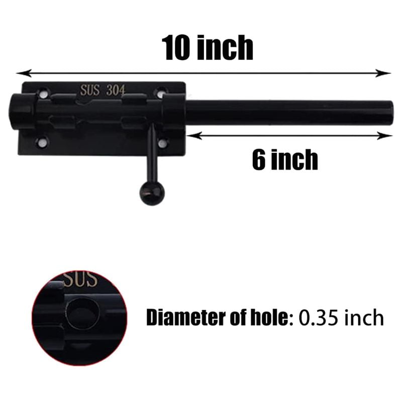 HOT! Heavy Duty Slide Bolt Gate Latch with A Padlock, Horizontal Floor Hardware and Lockable (Black,10 Inch)