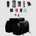 thumbnail image 4 of Canvas Bike Double Pannier Bags Water Resistant Rack Large Pockets 30-40L Capacity Trunk Saddle Bag for Traveling - Black, 4 of 7