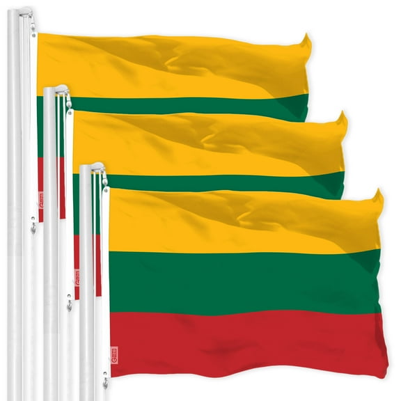G128 Lithuania Lithuanian Flag 3x5FT 3-Pack Printed 150D Polyester