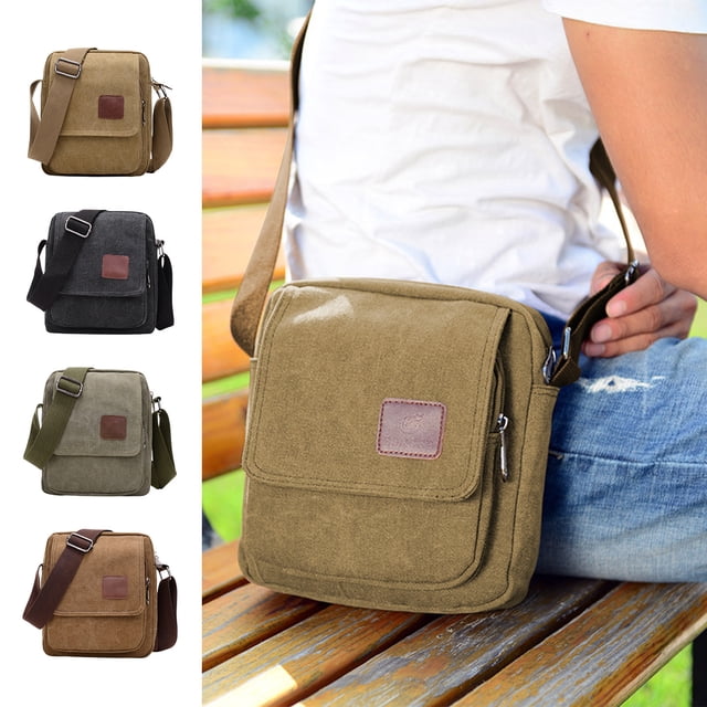 Bolsa de lona para hombre - Mochila bandolera ajustable para viajes, deportes y uso diario - Ligera con múltiples bolsillos
