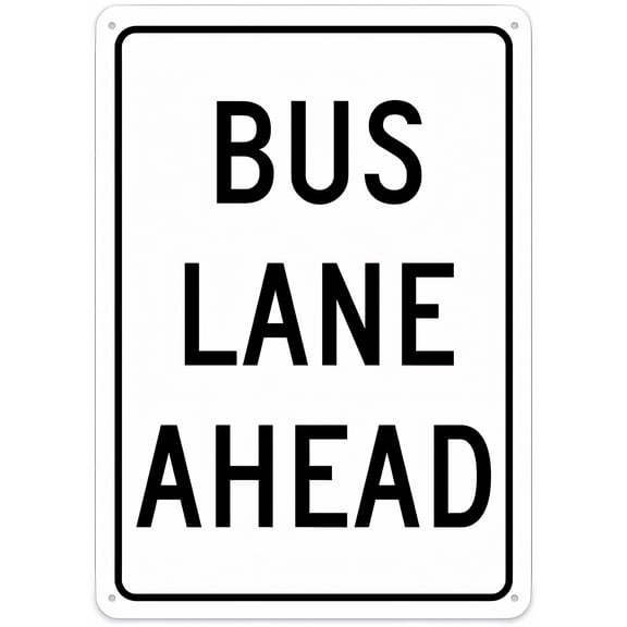 Bus Lane Ahead Metal Tin Sign - 8"x12" Shop Yard Man Cave Garage Outdoor Funny Wall Decor, Decorative Poster Plate