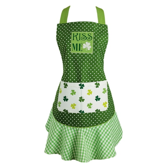 Kiss Me St Pattys Day Ruffle Apron