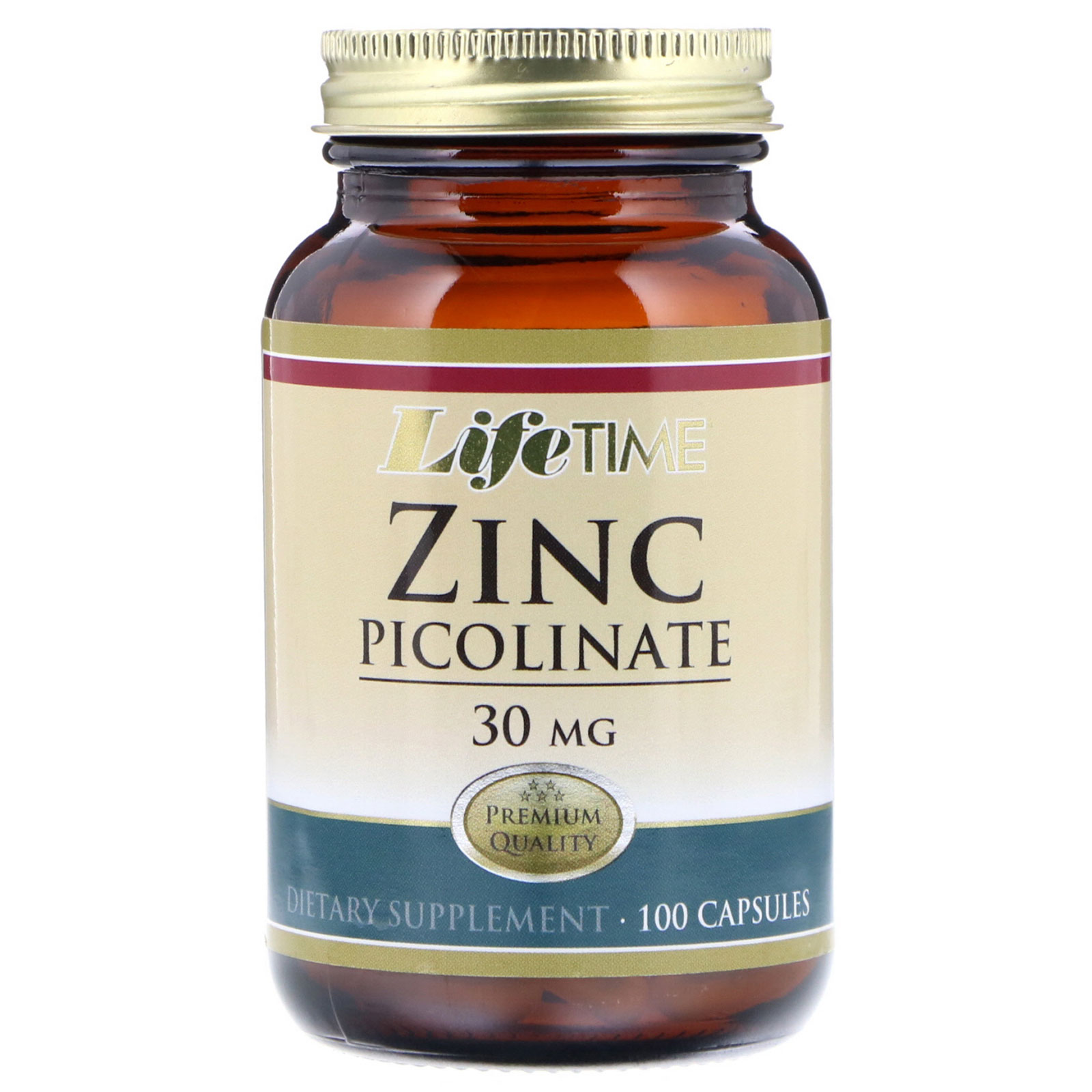 LifeTime Vitamins Zinc Picolinate, 30 mg, 100 Capsules
