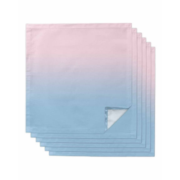 Pink Blue Ombre Cloth Napkins Washable Set of 6, Pink Gradient Color Modern Abstract Art Reusable Dinner Table Napkins Cloth Bulk for Weddings Kitchen Restaurants Hotel Events Parties 20 x 20 Inch