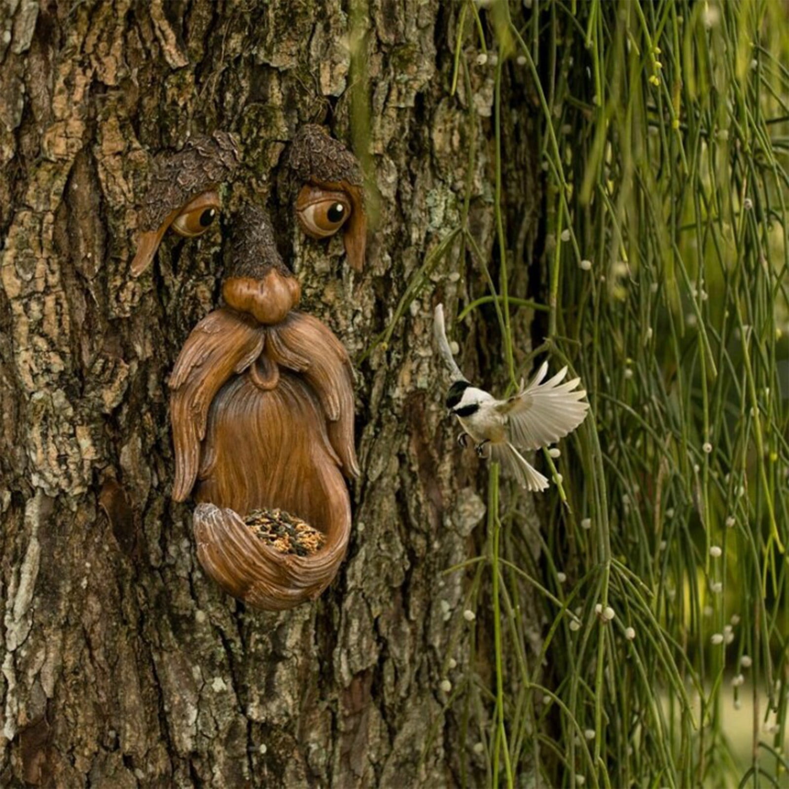Tree Face Bird Feeder Outdoor, Whimsical Tree Hugger Garden Art Decor, Creative Bird Feeder for Indoor & Outdoor Yard Patio Decoration