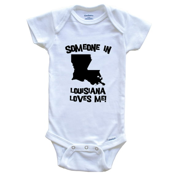Someone In Louisiana Loves Me State Silhouette Cute Baby Bodysuit - One Piece Baby Bodysuit, 0-3 Months White