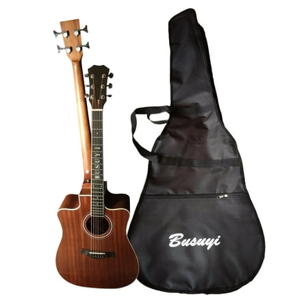 Busuyi Electric Guitar 4 String Bass 6 String Lead Acoustic, Travel Acoustic Guitar with Classical Metal Heel 41inch Bass Guitar, 39inch Acoustic Guitar, Double Neck Guitar (Brown))