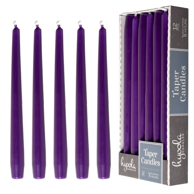 Hyoola 12 inch Unscented Royal Purple Dripless Taper Candles 10 Hour ...
