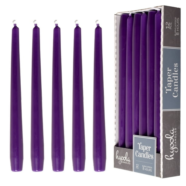 Hyoola 10 inch Unscented Royal Purple Dripless Taper Candles 8 Hour