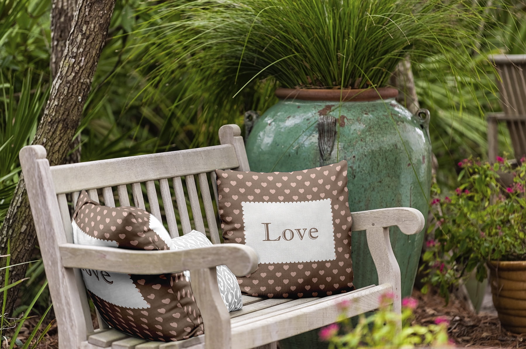20" x 20" Simply Daisy Love Polyester Indoor/Outdoor Pillow, Ginger Snap Qty 1