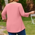 thumbnail image 5 of Fabrcox Woman Plus Size Tops Tunic Solid Color Crew Neck 3/4 Sleeve Tops for Women Spring Summer Floral Loose Fit Blouse L-5XL, 5 of 5