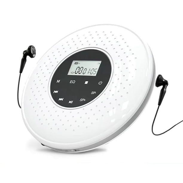 Caja de sonido Reproductor de CD portátil con auriculares con cable de 3,5 mm, compatible con tarjeta TF, reproductor de música MP3, función de repetición AB con botón táctil de pantalla LCD