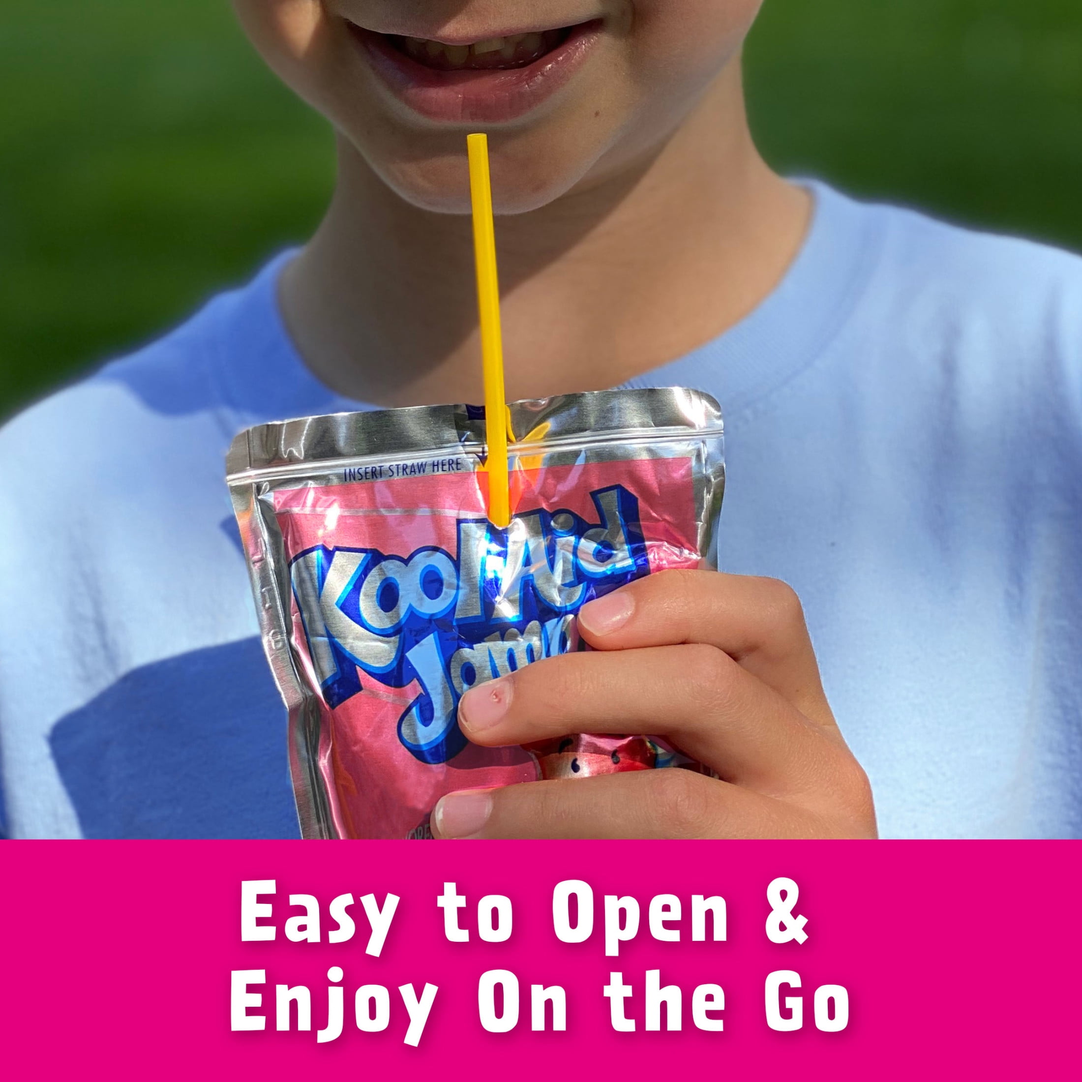 (4 pack) Kool-Aid Jammers Sharkleberry Fin Strawberry Orange Punch Flavored Drink, 10 ct Box, 6 fl oz Pouches
