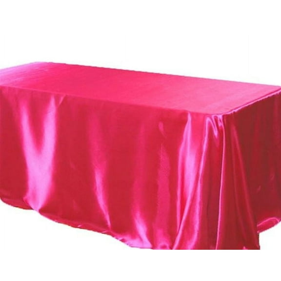 120 x 60 inch Rectangular Satin Tablecloth Wedding Party SEAMLESS Table Cover", (Color: Fuchsia)