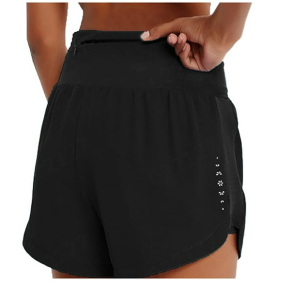 DHFJKG Women's 2 In 1 Athletic Shorts Summer High Waisted Tummy Control Fitness Yoga Running Workout Biker Shorts Comfortable Bottoms