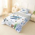 thumbnail image 2 of Manfei Cute Sea Turtle Twin Comforter Sets, Watercolor Ocean Shark Bedding Set, Blue Gray, Gray Reversible, 2-Piece, 1 Comforter and 1 Pillowcase, 2 of 7