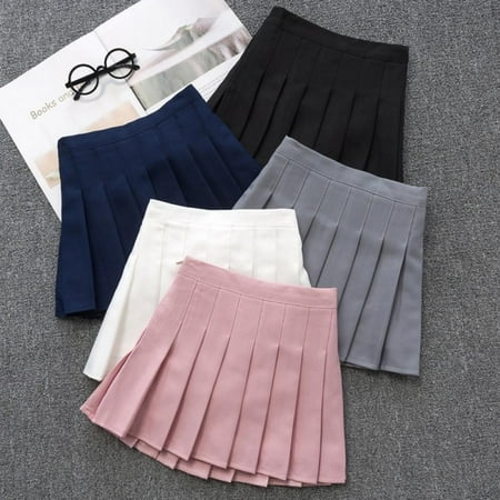 

3 Packs Girls Solid Pleated Skirts with Shorts Lining Uccdo 3-11Y Little Girl School Uniform Mini Skirt Teen Girls Skater Tennis Skirt Skorts