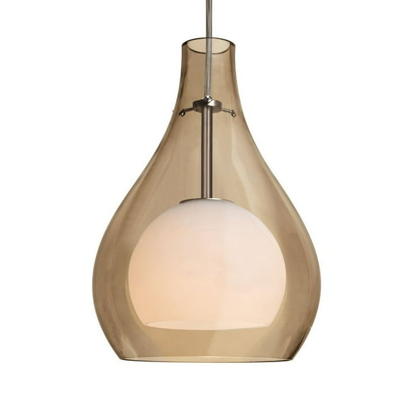 1JT-ELLE11CG-LED-BR-Besa Lighting-Elle 11 - 9W 1 LED Cord Pendant-11.25 Inches Tall and 7.88 Inches Wide-Bronze Finish-Cognac Glass Color