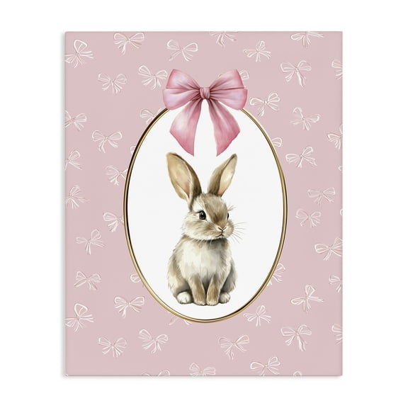 Stupell Industries Cottage Ribbon Border Bunny Canvas Art, 16 x 20, by Christine Simpson Art