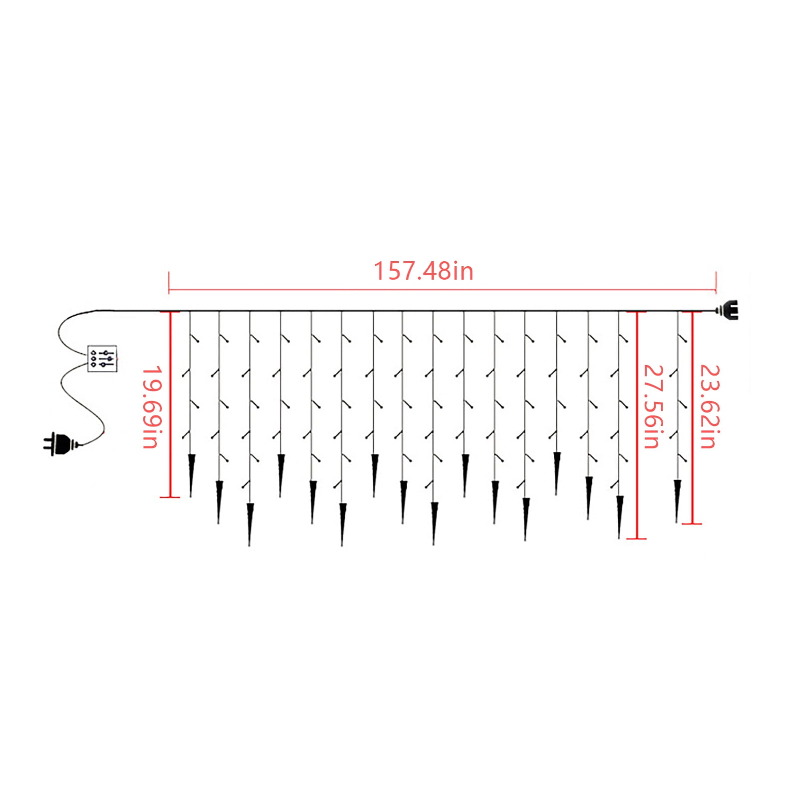 Yrmaups Christmas Icicle Lights, LED Ice Bar Curtain Lights With 8 Modes Controller, 96/216 LED Waterproof Fairy String Lights For Indoor Outdoor Holiday Decor
