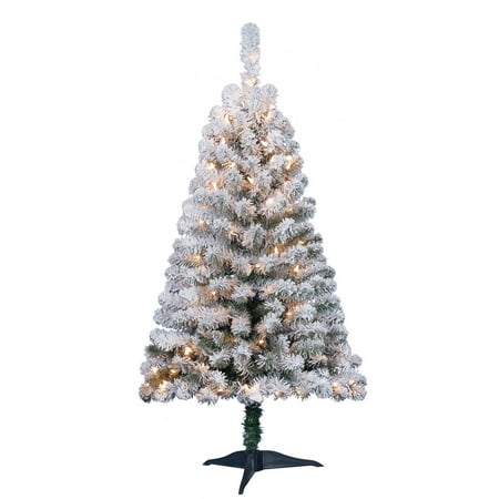 holiday time pre lit 4 greenfield flocked pine green holiday time pre lit 4 greenfield flocked pine green