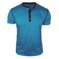 thumbnail image 4 of Men Henley Short Sleeve T Shirt Casual Button Down Slim Fit Soft Lightweight Breathable Top Tee for Daily Wear Blue 3XL, 4 of 5