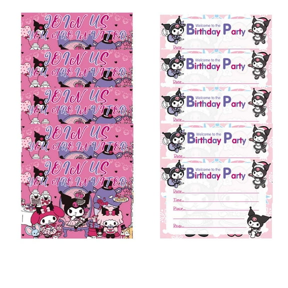 Kuromi Invitations Cards Stock Bulk Birthday Invite Fill-in Party Supplies Decorations for Boys Girls