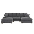 thumbnail image 2 of Wynisha 122'' Gray Modular Corduroy Sofa with Adjustable Headrests, Solid Wood Legs, Foam Coil Spring Cushions for Living Room & Home Comfort, 2 of 9