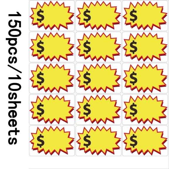 150 Pcs Garage Sale Stickers ,Community Sales Price Label, 2x3 inch Removable Self-Adhesive ,Price tag For Yard Sale Rummage Sale  Retail Flea Market