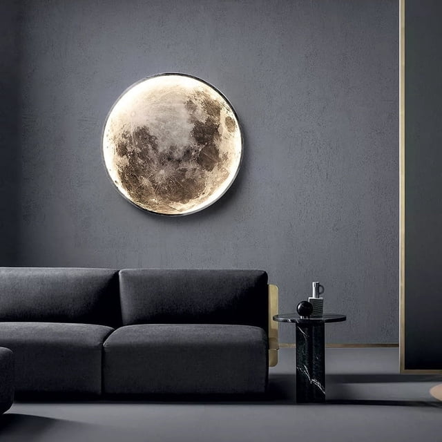 Lámpara de pared con forma de luna, lámpara de noche para dormitorio, luz moderna, mural para sala de estar, lámpara decorativa de pared, lámpara de arte