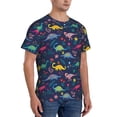 thumbnail image 2 of Vsdgher Dinosaur Flowers Print Men's Dry Fit Mesh Athletic Shirts Moisture Wicking Tennis T-Shirt Tops, 2 of 9