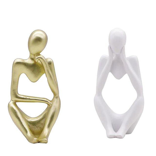 2x Esculturas de , Figuras de Escritorio de Manualidades de jes, Estatuas de Estantería, Colección de Decoración de , Ad Baoblaze Figura pensador abstracto
