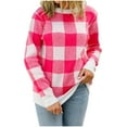 thumbnail image 2 of CALAFEBILA Knitted Sweaters for Women,2023 Fashion Warm Plaid Sweater, 2 of 9