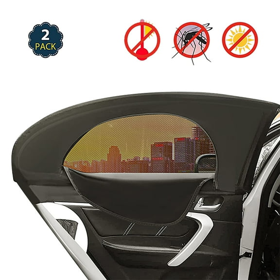 Ayamaya Breathable Mesh Automotive Window Shades with Zipper Foldable, Black, 39.4" x 31.5"