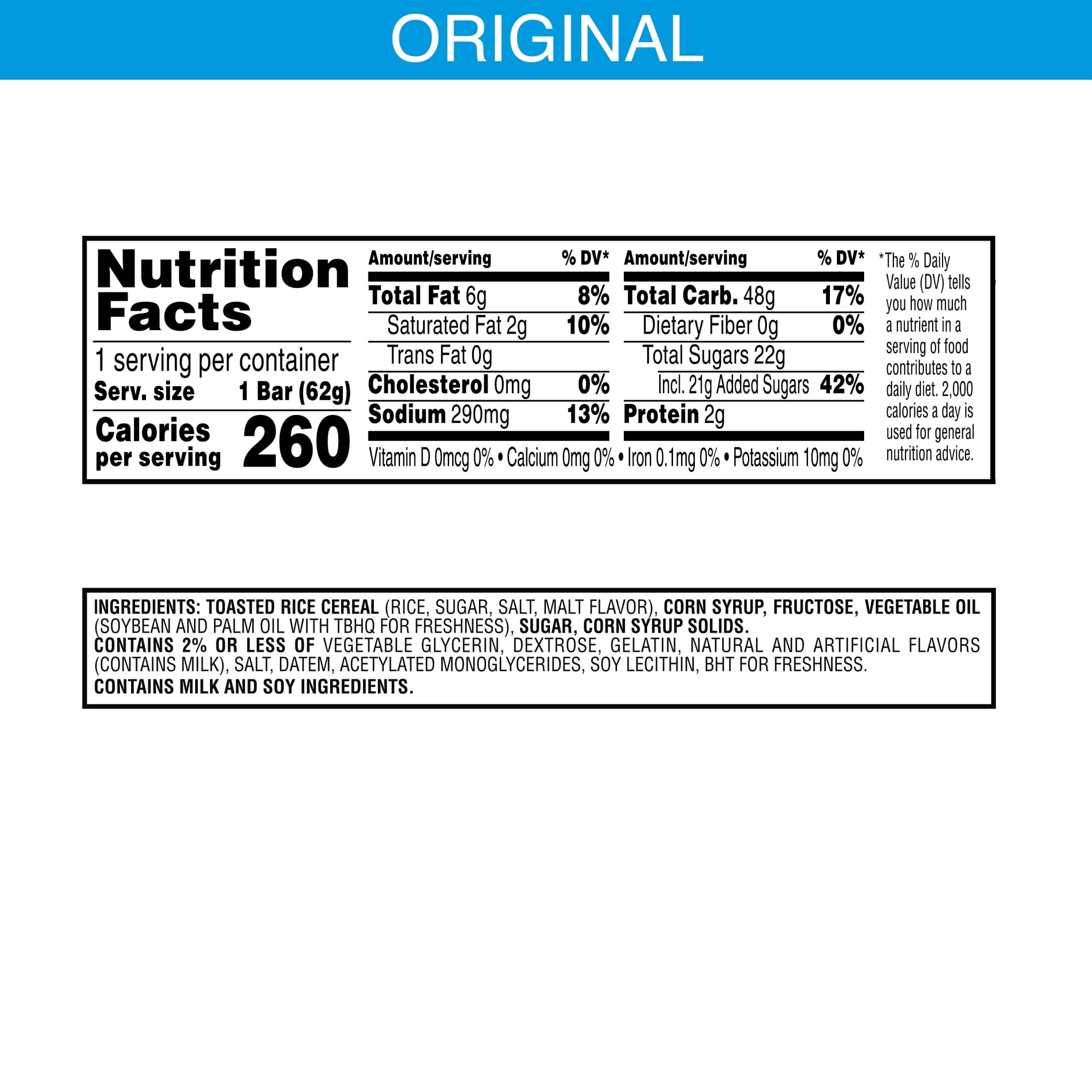 Rice Krispies Treats Original Chewy Marshmallow Snack Bar, Kids Snacks, 2.2 oz