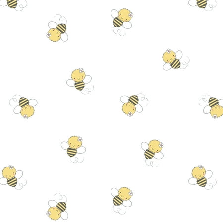 Emma & Mila Muslin Bees in Yellow Fabric, per Yard