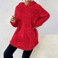 thumbnail image 6 of ManxiVoo Women's Hooded Jacquard Sweater Long Sleeve Fit and Flare Drawstring Casual Winter Pullover M Size Red, 6 of 8
