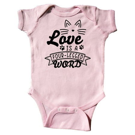 

Inktastic Love is a 4 Legged Word with Cat Ears and Whiskers Gift Baby Boy or Baby Girl Bodysuit