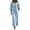 Light Blue, variant on SAWOBUUN Womens V Neck Long Puff Sleeve Button-Front Maxi Dress Loose Fit Casual Dress with Side Pockets