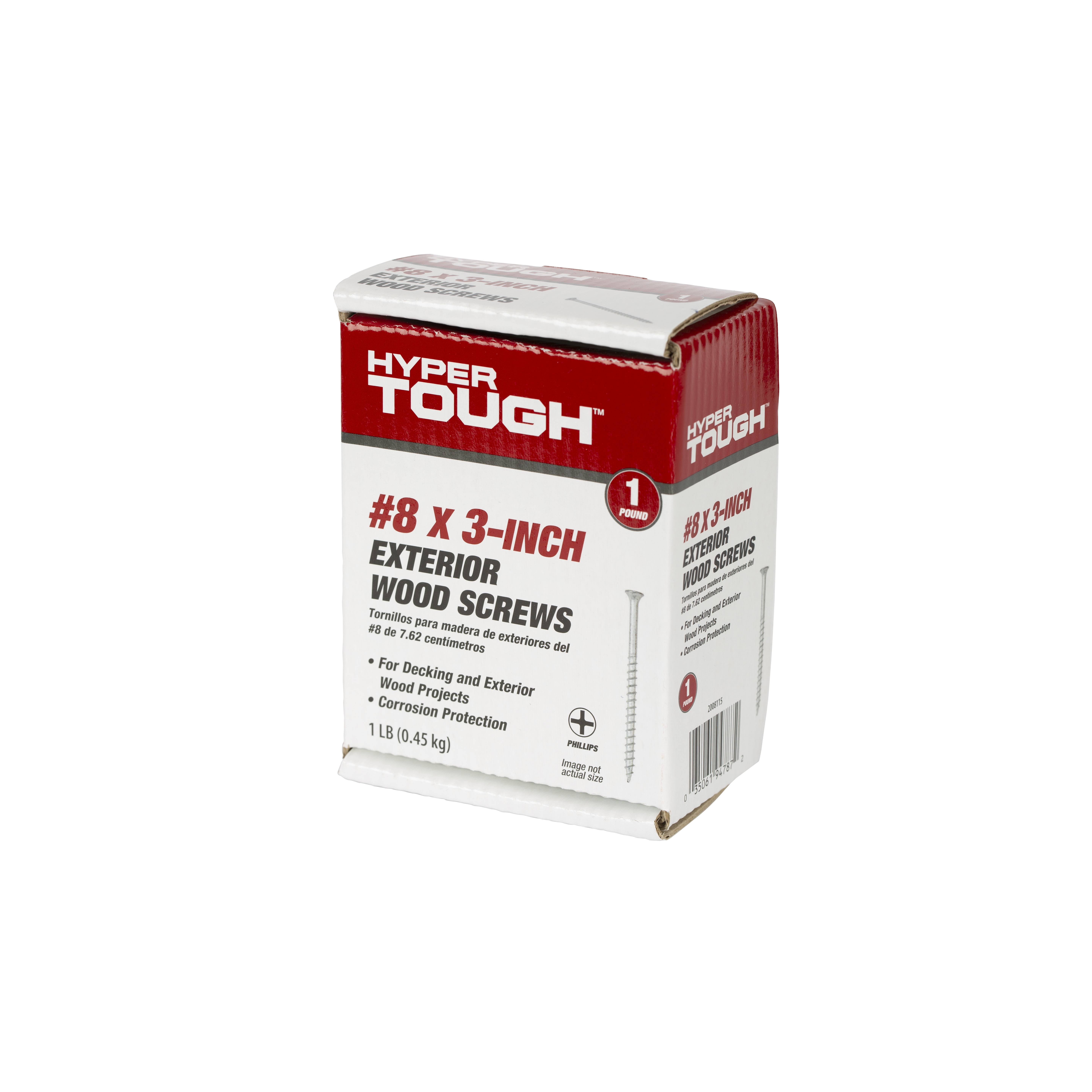Hyper Tough #8 x 3 in. Phillips Flat Head Exterior Wood Screw, 1 lb Box